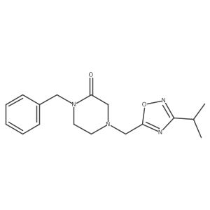 1-Benzyl-4-{[3-(propan-2-yl)-1,2,4-oxadiazol-5-yl]methyl}piperazin-2-one Structure