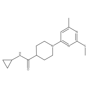 N-cyclopropyl-1-[6-methyl-2-(methylsulfanyl)pyrimidin-4-yl]piperidine-4-carboxamide结构式