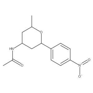rac-N-((2R,4S,6R)-2-methyl-6-(4-nitrophenyl)tetrahydro-2H-pyran-4-yl)acetamide结构式