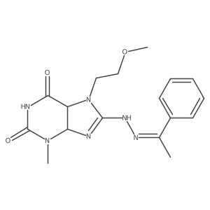 7-(2-methoxyethyl)-3-methyl-8-[(2E)-2-(1-phenylethylidene)hydrazinyl]-4,5-dihydropurine-2,6-dione结构式