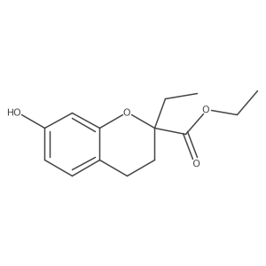 Ethyl 2-ethyl-7-hydroxy-3,4-dihydro-2H-1-benzopyran-2-carboxylate结构式