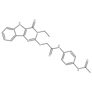 N-(4-acetamidophenyl)-2-({3-ethyl-4-oxo-3H,4H,5H-pyrimido[5,4-b]indol-2-yl}sulfanyl)acetamide结构式