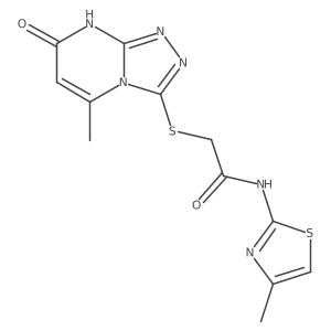 2-((5-methyl-7-oxo-7,8-dihydro-[1,2,4]triazolo[4,3-a]pyrimidin-3-yl)thio)-N-(4-methylthiazol-2-yl)acetamide Structure