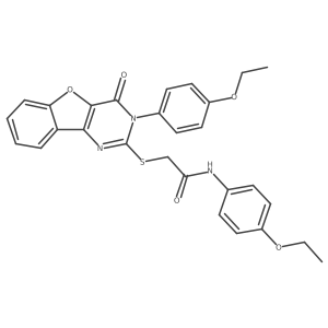 N-(4-ethoxyphenyl)-2-[3-(4-ethoxyphenyl)-4-oxo-benzofuro[3,2-d]pyrimidin-2-yl]sulfanyl-acetamide结构式
