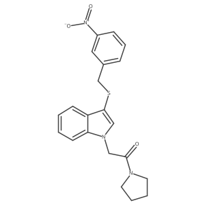 2-(3-((3-nitrobenzyl)thio)-1H-indol-1-yl)-1-(pyrrolidin-1-yl)ethanone结构式