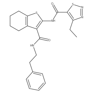 4-ethyl-N-(3-(phenethylcarbamoyl)-4,5,6,7-tetrahydrobenzo[b]thiophen-2-yl)-1,2,3-thiadiazole-5-carboxamide结构式