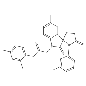 N-(2,4-dimethylphenyl)-2-(3'-(3-fluorophenyl)-5-methyl-2,4'-dioxospiro[indoline-3,2'-thiazolidin]-1-yl)acetamide结构式