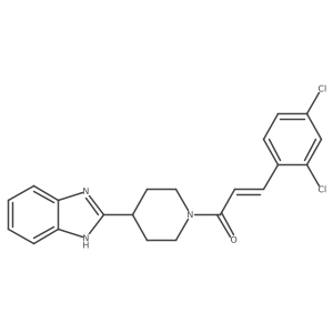 (2E)-1-[4-(1H-benzimidazol-2-yl)piperidin-1-yl]-3-(2,4-dichlorophenyl)prop-2-en-1-one结构式