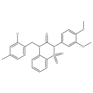 4-(2-chloro-4-fluorobenzyl)-2-(3,4-dimethoxyphenyl)-2H-1,2,4-benzothiadiazin-3(4H)-one 1,1-dioxide结构式
