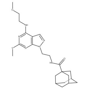 N-(2-{4-[(2-methoxyethyl)amino]-6-(methylsulfanyl)-1H-pyrazolo[3,4-d]pyrimidin-1-yl}ethyl)adamantane-1-carboxamide Structure