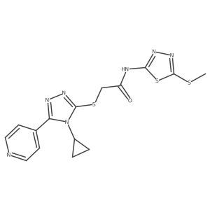 2-{[4-cyclopropyl-5-(pyridin-4-yl)-4H-1,2,4-triazol-3-yl]sulfanyl}-N-[(2E)-5-(methylsulfanyl)-1,3,4-thiadiazol-2(3H)-ylidene]acetamide结构式