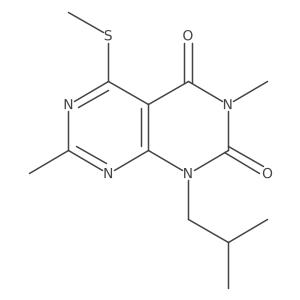 3,7-dimethyl-1-(2-methylpropyl)-5-(methylsulfanyl)-1H,2H,3H,4H-pyrimido[4,5-d][1,3]diazine-2,4-dione Structure