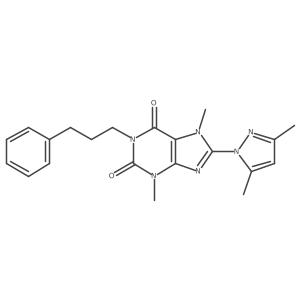 8-(3,5-dimethyl-1H-pyrazol-1-yl)-3,7-dimethyl-1-(3-phenylpropyl)-1H-purine-2,6(3H,7H)-dione Structure