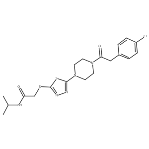 2-((5-(4-(2-(4-chlorophenyl)acetyl)piperazin-1-yl)-1,3,4-thiadiazol-2-yl)thio)-N-isopropylacetamide Structure