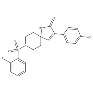 3-(4-Chlorophenyl)-8-((2-fluorophenyl)sulfonyl)-1,4,8-triazaspiro[4.5]dec-3-en-2-one Structure