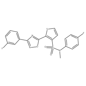 N-(4-fluorophenyl)-2-[3-(3-fluorophenyl)-1,2,4-oxadiazol-5-yl]-N-methylthiophene-3-sulfonamide结构式