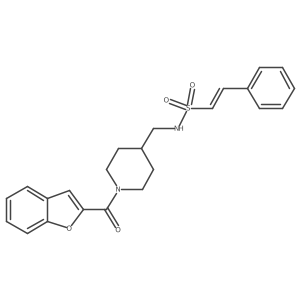 (E)-N-((1-(benzofuran-2-carbonyl)piperidin-4-yl)methyl)-2-phenylethenesulfonamide结构式