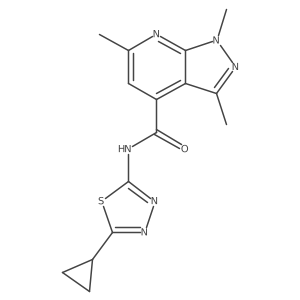 Cc1cc(C(=O)Nc2nnc(C3CC3)s2)c2c(C)nn(C)c2n1结构式