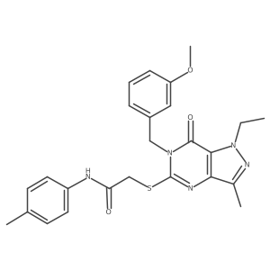 2-({1-ethyl-6-[(3-methoxyphenyl)methyl]-3-methyl-7-oxo-1H,6H,7H-pyrazolo[4,3-d]pyrimidin-5-yl}sulfanyl)-N-(4-methylphenyl)acetamide Structure
