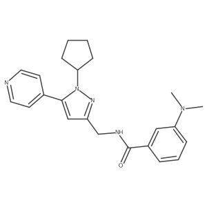 N-((1-cyclopentyl-5-(pyridin-4-yl)-1H-pyrazol-3-yl)methyl)-3-(dimethylamino)benzamide结构式