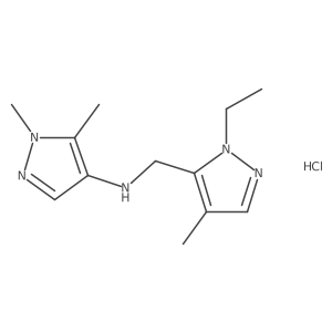 N-[(2-ethyl-4-methylpyrazol-3-yl)methyl]-1,5-dimethylpyrazol-4-amine;hydrochloride结构式