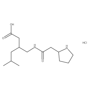 (3S)-5-Methyl-3-{[2-(pyrrolidin-2-yl)acetamido]methyl}hexanoic acid hydrochloride结构式