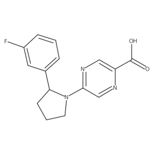 5-[2-(3-Fluorophenyl)-1-pyrrolidinyl]-2-pyrazinecarboxylic acid Structure