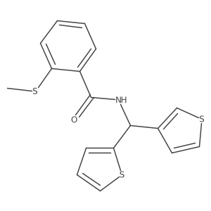 2-(methylthio)-N-(thiophen-2-yl(thiophen-3-yl)methyl)benzamide Structure