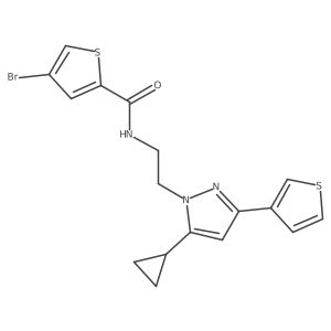 4-bromo-N-(2-(5-cyclopropyl-3-(thiophen-3-yl)-1H-pyrazol-1-yl)ethyl)thiophene-2-carboxamide Structure