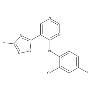 N-(2-chloro-4-fluorophenyl)-5-(3-methyl-1,2,4-oxadiazol-5-yl)pyrimidin-4-amine Structure