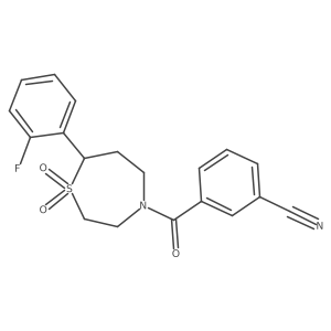 3-(7-(2-Fluorophenyl)-1,1-dioxido-1,4-thiazepane-4-carbonyl)benzonitrile结构式