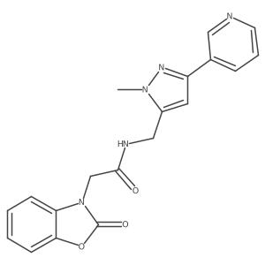 N-((1-methyl-3-(pyridin-3-yl)-1H-pyrazol-5-yl)methyl)-2-(2-oxobenzo[d]oxazol-3(2H)-yl)acetamide Structure