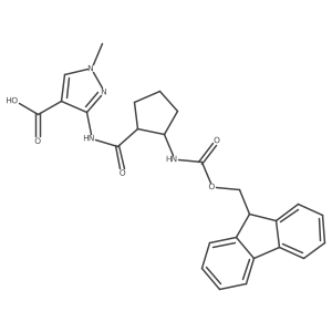 3-[2-({[(9H-fluoren-9-yl)methoxy]carbonyl}amino)cyclopentaneamido]-1-methyl-1H-pyrazole-4-carboxylic acid Structure