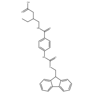 3-({[4-({[(9H-fluoren-9-yl)methoxy]carbonyl}amino)phenyl]formamido}methyl)pentanoic acid结构式
