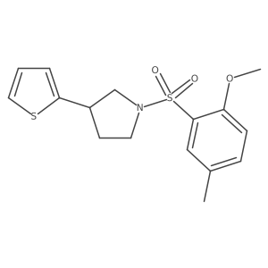 1-((2-Methoxy-5-methylphenyl)sulfonyl)-3-(thiophen-2-yl)pyrrolidine Structure