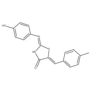 (Z)-2-((4-hydroxyphenyl)amino)-5-(4-methylbenzylidene)thiazol-4(5H)-one Structure