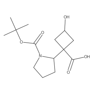 1-{1-[(Tert-butoxy)carbonyl]pyrrolidin-2-yl}-3-hydroxycyclobutane-1-carboxylic acid结构式