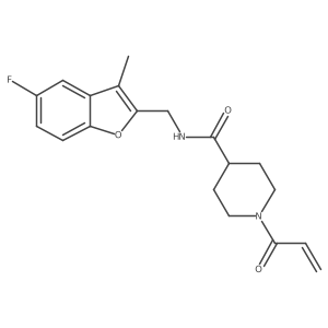 N-[(5-Fluoro-3-methyl-1-benzofuran-2-yl)methyl]-1-prop-2-enoylpiperidine-4-carboxamide结构式
