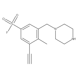 3-Ethynyl-4-methyl-5-[(piperazin-1-yl)methyl]benzene-1-sulfonyl fluoride结构式