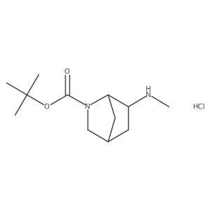 rac-tert-butyl (1R,4R,6S)-6-(methylamino)-2-azabicyclo[2.2.1]heptane-2-carboxylate hydrochloride结构式