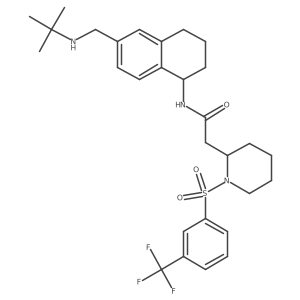 2-Piperidineacetamide, N-[(1R)-6-[[(1,1-dimethylethyl)amino]methyl]-1,2,3,4-tetrahydro-1-naphthalenyl]-1-[[3-(trifluoromethyl)phenyl]sulfonyl]-, (2S)- Structure