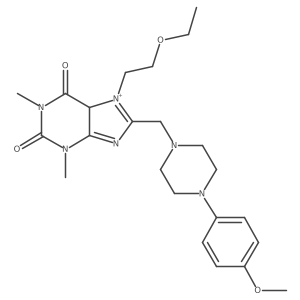7-(2-ethoxyethyl)-8-[[4-(4-methoxyphenyl)piperazin-1-yl]methyl]-1,3-dimethyl-5H-purin-7-ium-2,6-dione结构式