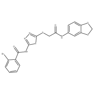 N-[5-[2-(1,3-benzodioxol-5-ylamino)-2-oxo-ethyl]sulfanyl-1,3,4-thiadiazol-2-yl]-2-bromo-benzamide Structure