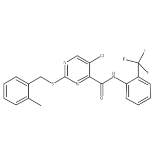 5-chloro-2-[(2-methylbenzyl)sulfanyl]-N-[2-(trifluoromethyl)phenyl]pyrimidine-4-carboxamide结构式