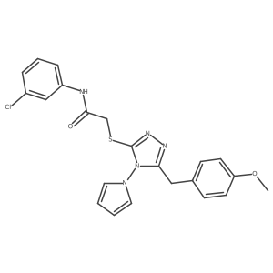 N-(3-chlorophenyl)-2-((5-(4-methoxybenzyl)-4-(1H-pyrrol-1-yl)-4H-1,2,4-triazol-3-yl)thio)acetamide结构式