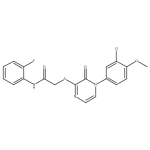 2-((4-(3-chloro-4-methoxyphenyl)-3-oxo-3,4-dihydropyrazin-2-yl)thio)-N-(2-fluorophenyl)acetamide结构式