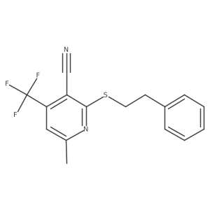 6-Methyl-2-(phenethylthio)-4-(trifluoromethyl)nicotinonitrile结构式