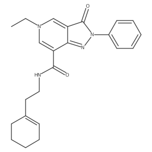 N-(2-(cyclohex-1-en-1-yl)ethyl)-5-ethyl-3-oxo-2-phenyl-3,5-dihydro-2H-pyrazolo[4,3-c]pyridine-7-carboxamide结构式