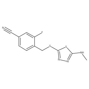 3-Fluoro-4-(((5-(methylamino)-1,3,4-thiadiazol-2-yl)thio)methyl)benzonitrile结构式