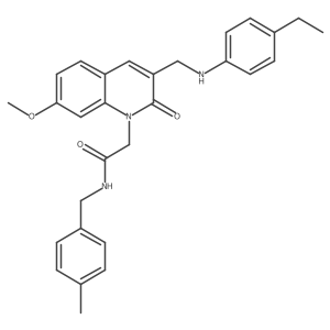 2-(3-(((4-ethylphenyl)amino)methyl)-7-methoxy-2-oxoquinolin-1(2H)-yl)-N-(4-methylbenzyl)acetamide结构式